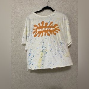 043 Long cropped Nickelodeon splatter tee xl